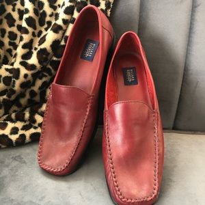 Red Leather Slip-ons